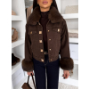 Tmavo hnedá štýlová bunda GRUNGE s kožúškom