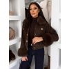Tmavě hnědá stylová bunda GRUNGE s kožíškem (Veľkosť M/L)