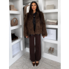Tmavo hnedý faux fur kožušinový kabátik ROCHE
