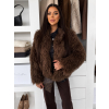 Tmavo hnedý faux fur kožušinový kabátik ROCHE