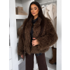 Tmavo hnedý faux fur kožušinový kabátik ROCHE