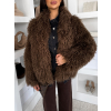 Tmavo hnedý faux fur kožušinový kabátik ROCHE