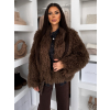 Tmavo hnedý faux fur kožušinový kabátik ROCHE