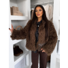 Tmavo hnedý faux fur kožušinový kabátik ROCHE