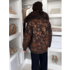 Tmavě třpytivá hnědá elegantní bunda OUTLAW s kožíškem (Veľkosť ONESIZE)