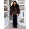 Tmavě třpytivá hnědá elegantní bunda OUTLAW s kožíškem (Veľkosť ONESIZE)