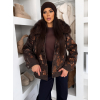 Tmavo trblietavá hnedá elegantná bunda OUTLAW s kožúškom