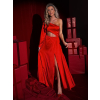 Červené dlhé saténové šaty ZAYVIX