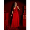 Červené saténové dlouhé šaty FANDARI s výstřihem (Veľkosť ONESIZE)
