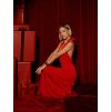 Červené společenské dlouhé šaty NORELIE s výstřihem (Veľkosť ONESIZE)