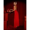 Červené společenské dlouhé šaty NORELIE s výstřihem (Veľkosť ONESIZE)