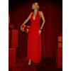 Červené spoločenské dlhé šaty NORÉLIE s výstrihom