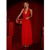 Červené společenské dlouhé šaty NORELIE s výstřihem (Veľkosť ONESIZE)