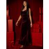 Vínové sametové společenské dlouhé šaty DURAYA (Veľkosť ONESIZE)