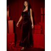 Vínové zamatové spoločenské dlhé šaty DURAYA