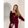 Bordó semišová tepláková souprava BEAUN s topem (Veľkosť ONESIZE)