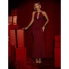 Bordó společenské dlouhé šaty NADRIMA s ozdobou (Veľkosť M/L)