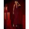 Bordó společenské dlouhé šaty NADRIMA s ozdobou (Veľkosť M/L)