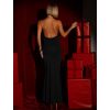Černé společenské dlouhé šaty NADRIMA s ozdobou (Veľkosť M/L)