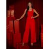Červený elegantní společenský overal TORAVIE (Veľkosť M/L)