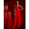 Červený elegantní společenský overal TORAVIE (Veľkosť M/L)