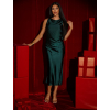 Smaragdové saténové midi šaty ZERALA