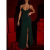 Smaragdové společenské dlouhé šaty SANQULA na ramínka (Veľkosť ONESIZE)