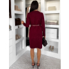 Bordó elegantné svetrové šaty HEARTY s dlhým rukávom