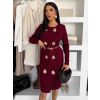 Bordó elegantní svetrové šaty HEARTY s dlouhým rukávem (Veľkosť M/L)