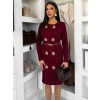 Bordó elegantné svetrové šaty HEARTY s dlhým rukávom