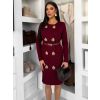 Bordó elegantní svetrové šaty HEARTY s dlouhým rukávem (Veľkosť M/L)