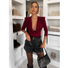 Bordó elegantné tričko AVANNE s dlhým rukávom a výstrihom