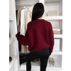 Bordó oversize elegantní svetr ZARVONI s vlnou (Veľkosť ONESIZE)