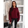 Bordó oversize elegantní svetr ZARVONI s vlnou (Veľkosť ONESIZE)