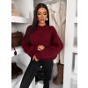 Bordó oversize elegantní svetr ZARVONI s vlnou (Veľkosť ONESIZE)