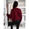 Bordó oversize elegantní svetr ZARVONI s vlnou (Veľkosť ONESIZE)
