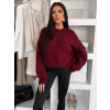 Bordó oversize elegantní svetr ZARVONI s vlnou (Veľkosť ONESIZE)