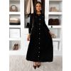 Černé dlouhé svetrové šaty TYMORAE s dlouhým rukávem (Veľkosť M/L)