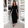 Černé dlouhé svetrové šaty TYMORAE s dlouhým rukávem (Veľkosť M/L)