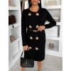 Černé elegantní svetrové šaty HEARTY s dlouhým rukávem (Veľkosť M/L)