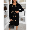 Čierne elegantné svetrové šaty HEARTY s dlhým rukávom