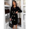 Černé elegantní svetrové šaty HEARTY s dlouhým rukávem (Veľkosť M/L)