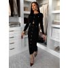 Černé elegantní šaty CRESTILO s dlouhým rukávem (Veľkosť M/L)