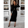 Čierne elegantné šaty CRESTILO s dlhým rukávom