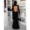 Černé společenské dlouhé šaty EVANIE s průstřihy (Veľkosť ONESIZE)