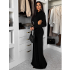 Čierne spoločenské dlhé šaty EVANIE s prestrihmi