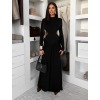 Čierne spoločenské dlhé šaty EVANIE s prestrihmi