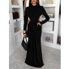 Černé společenské dlouhé šaty EVANIE s průstřihy (Veľkosť ONESIZE)