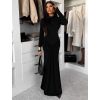 Černé společenské dlouhé šaty EVANIE s průstřihy (Veľkosť ONESIZE)