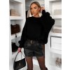 Čierny oversize pohodlný sveter ZARVONI s vlnou